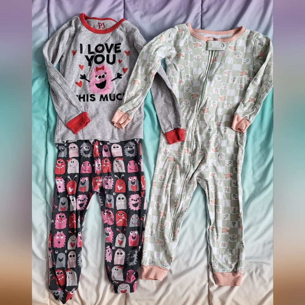 Kids Monster Print One Piece Pajamas